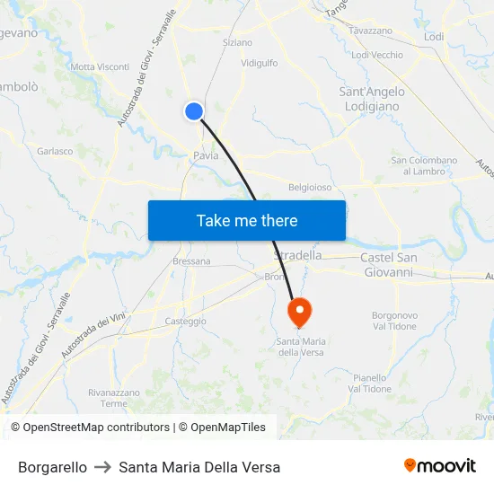 Borgarello to Santa Maria Della Versa map