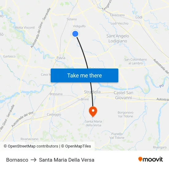 Bornasco to Santa Maria Della Versa map