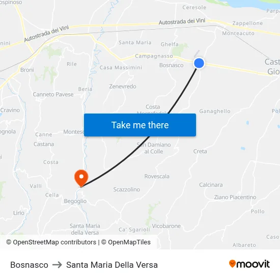 Bosnasco to Santa Maria Della Versa map