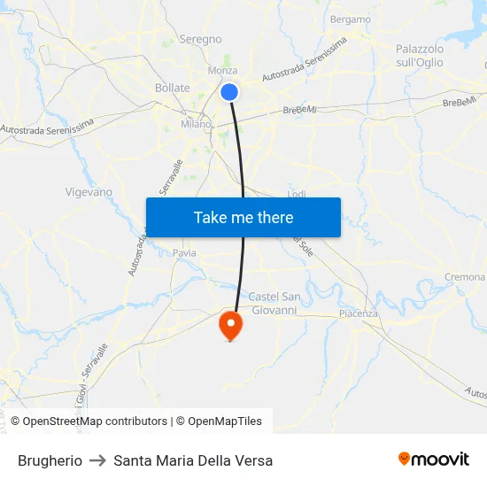 Brugherio to Santa Maria Della Versa map
