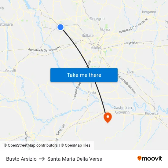 Busto Arsizio to Santa Maria Della Versa map