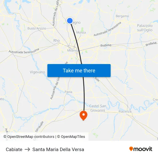 Cabiate to Santa Maria Della Versa map