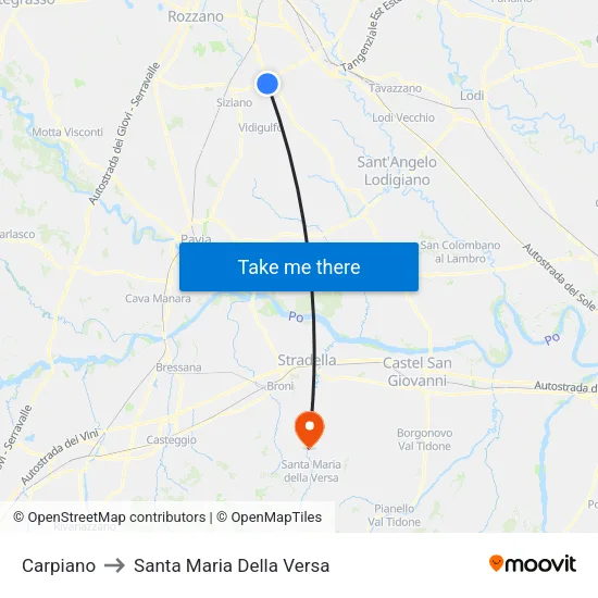 Carpiano to Santa Maria Della Versa map
