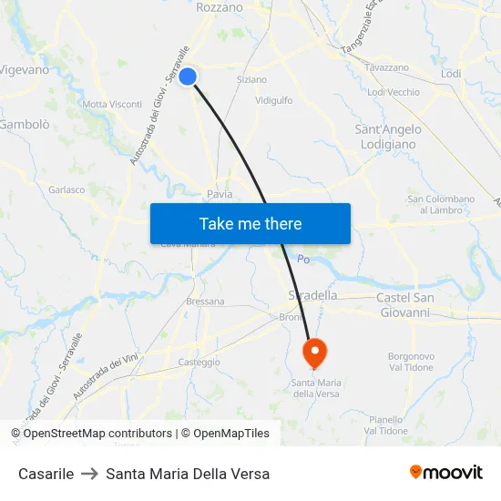 Casarile to Santa Maria Della Versa map