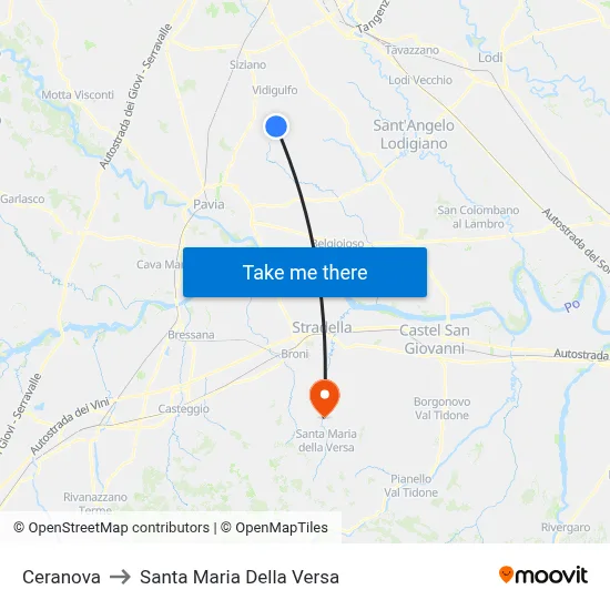 Ceranova to Santa Maria Della Versa map