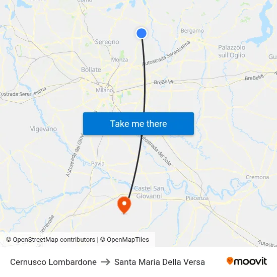 Cernusco Lombardone to Santa Maria Della Versa map