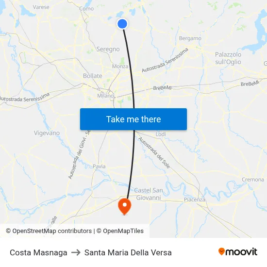 Costa Masnaga to Santa Maria Della Versa map