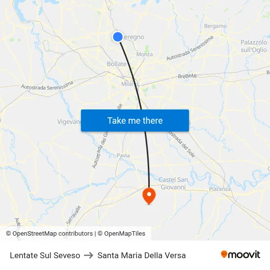 Lentate Sul Seveso to Santa Maria Della Versa map