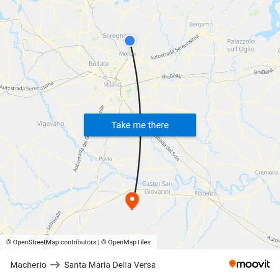 Macherio to Santa Maria Della Versa map