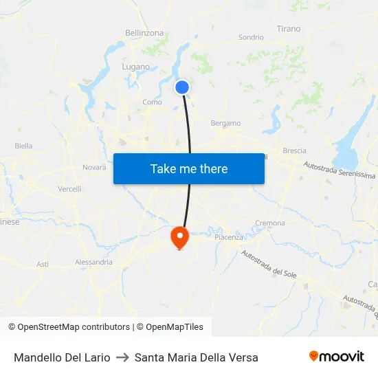 Mandello Del Lario to Santa Maria Della Versa map