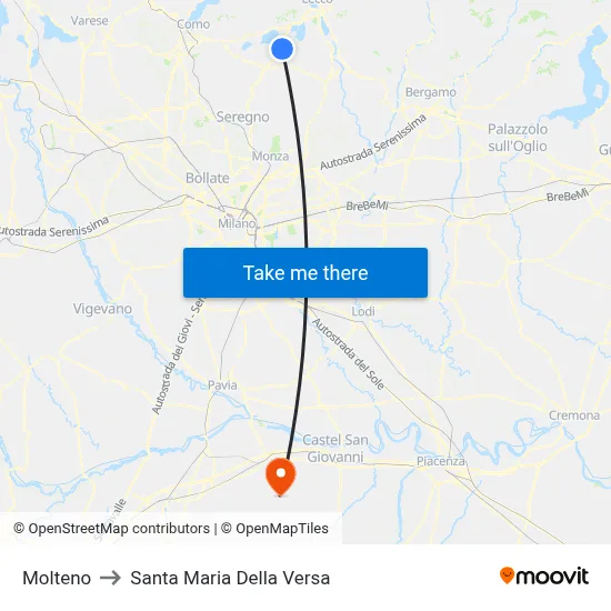 Molteno to Santa Maria Della Versa map