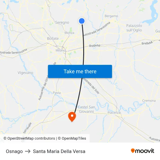 Osnago to Santa Maria Della Versa map
