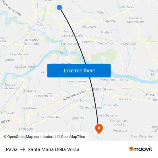Pavia to Santa Maria Della Versa map