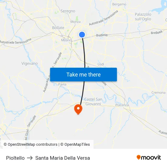 Pioltello to Santa Maria Della Versa map
