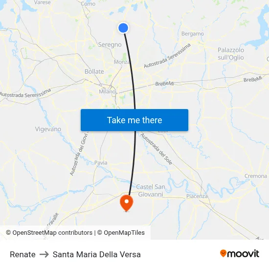 Renate to Santa Maria Della Versa map