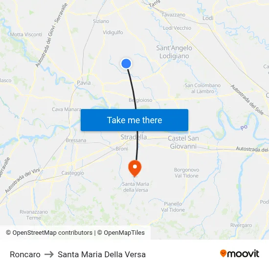 Roncaro to Santa Maria Della Versa map