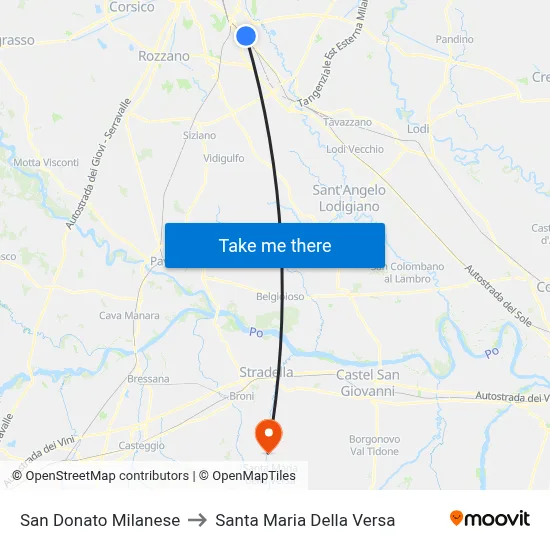 San Donato Milanese to Santa Maria Della Versa map