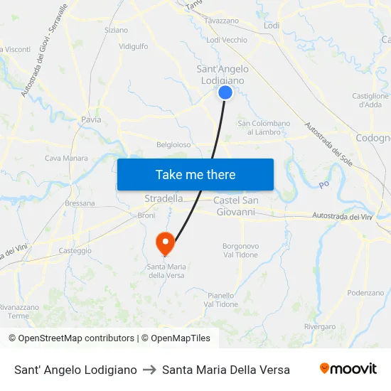 Sant' Angelo Lodigiano to Santa Maria Della Versa map