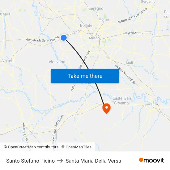 Santo Stefano Ticino to Santa Maria Della Versa map