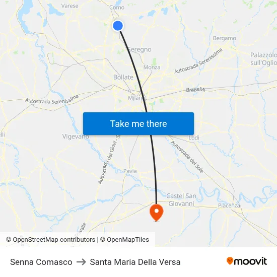 Senna Comasco to Santa Maria Della Versa map