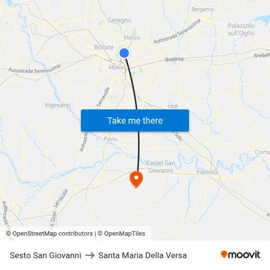 Sesto San Giovanni to Santa Maria Della Versa map