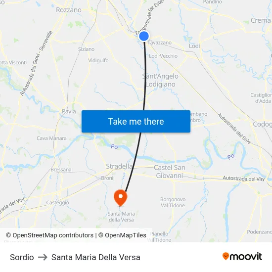 Sordio to Santa Maria Della Versa map