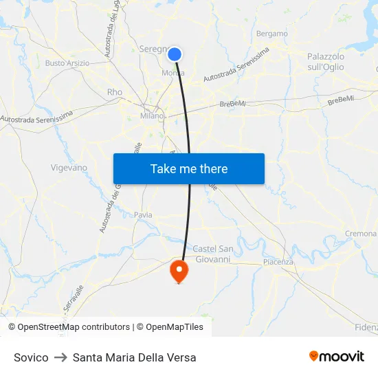 Sovico to Santa Maria Della Versa map