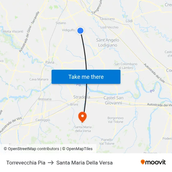 Torrevecchia Pia to Santa Maria Della Versa map