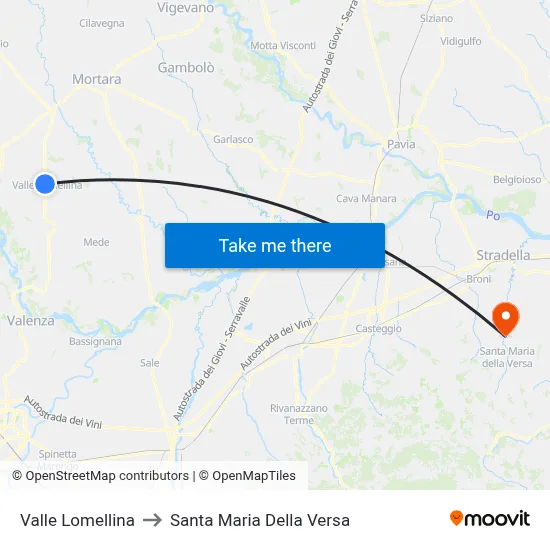 Valle Lomellina to Santa Maria Della Versa map