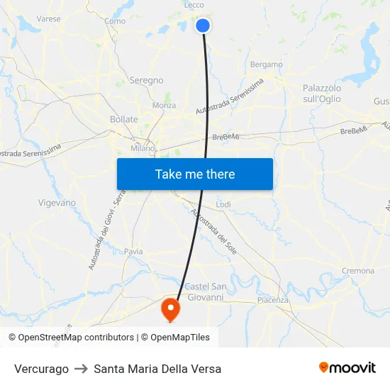 Vercurago to Santa Maria Della Versa map