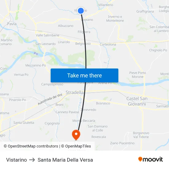 Vistarino to Santa Maria Della Versa map