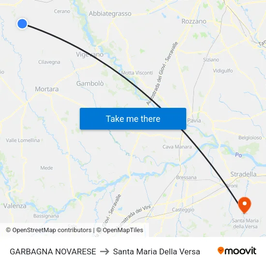 Garbagna Novarese to Santa Maria Della Versa map