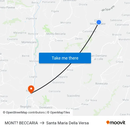 Mont'Beccaria to Santa Maria Della Versa map