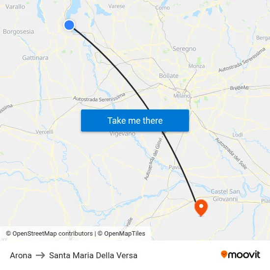 Arona to Santa Maria Della Versa map