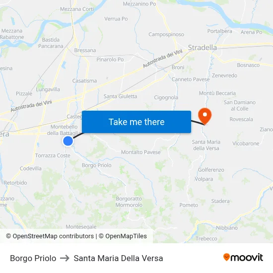 Borgo Priolo to Santa Maria Della Versa map