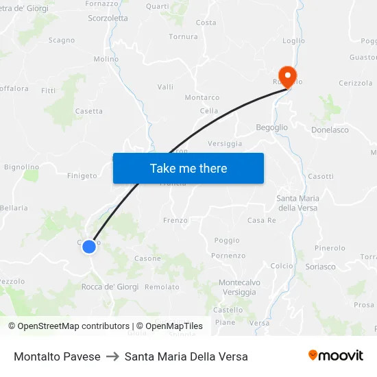 Montalto Pavese to Santa Maria Della Versa map
