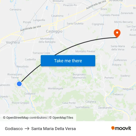 Godiasco to Santa Maria Della Versa map