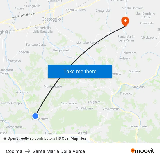 Cecima to Santa Maria Della Versa map