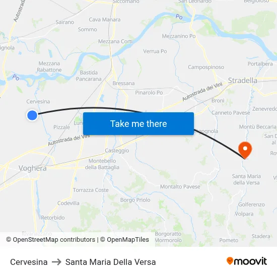 Cervesina to Santa Maria Della Versa map