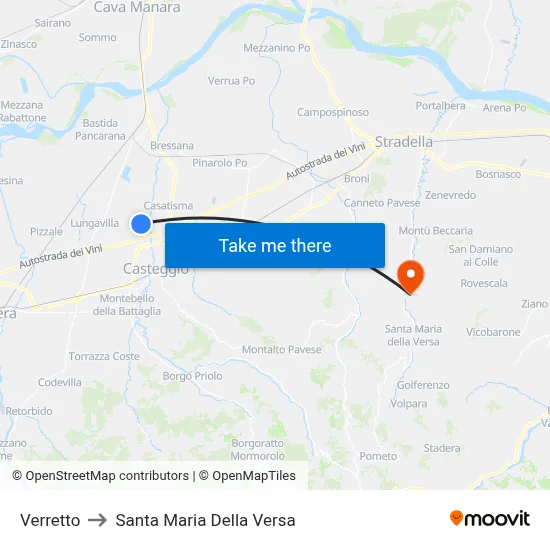 Verretto to Santa Maria Della Versa map