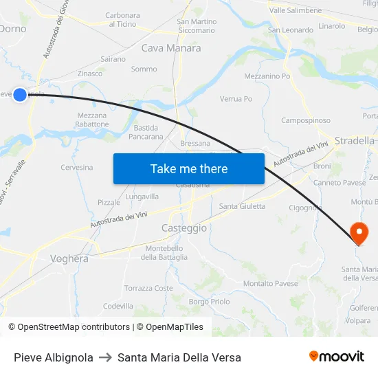 Pieve Albignola to Santa Maria Della Versa map