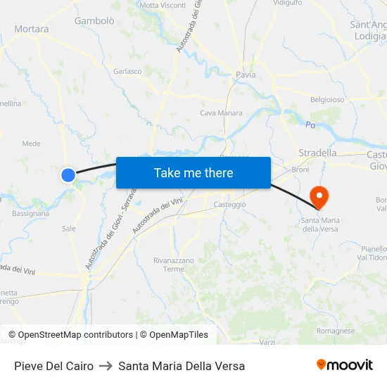 Pieve Del Cairo to Santa Maria Della Versa map