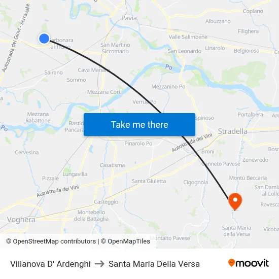 Villanova d'Ardenghi to Santa Maria Della Versa map