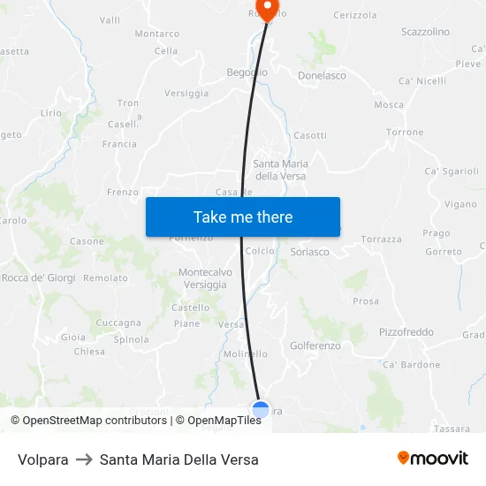 Volpara to Santa Maria Della Versa map