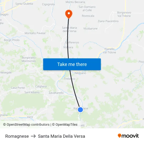 Romagnese to Santa Maria Della Versa map