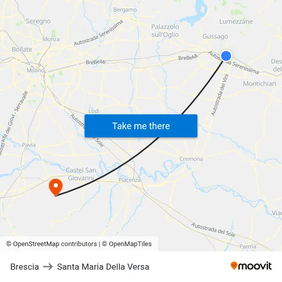 Brescia to Santa Maria Della Versa map