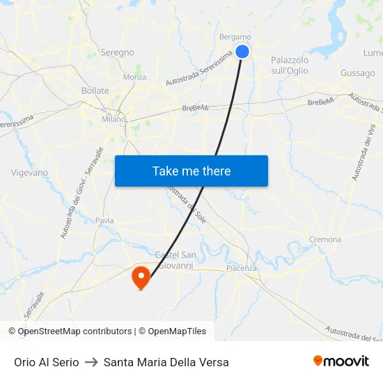 Orio Al Serio to Santa Maria Della Versa map