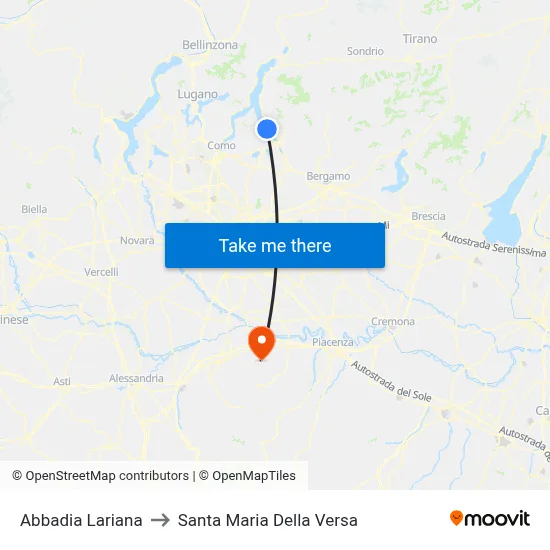 Abbadia Lariana to Santa Maria Della Versa map