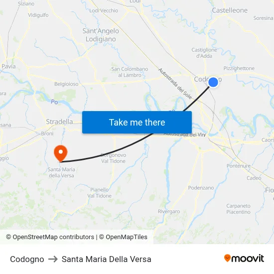 Codogno to Santa Maria Della Versa map