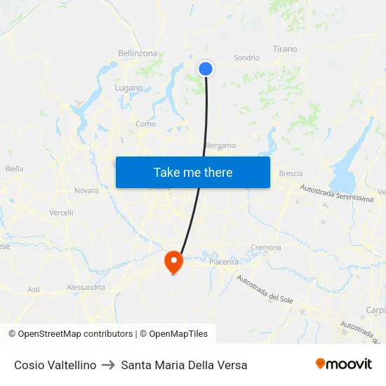 Cosio Valtellino to Santa Maria Della Versa map